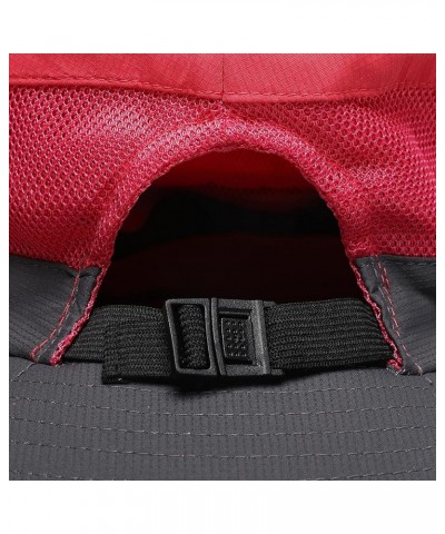 Womens Summer Sun Hat Beach Hat Wide Brim Outdoor UV Protection Hat Foldable Cool Mesh Ponytail Bucket Hat Red-gray $10.82 Su...