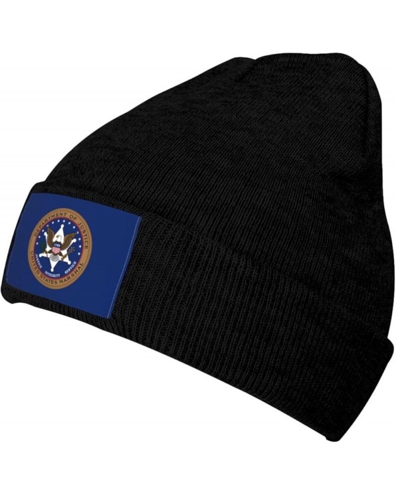 Flag of The United States Marshals Service Beanie Hat for Men Women Soft Cozy Skull Cap Winter Warm Knit Hats Black $9.56 Sku...