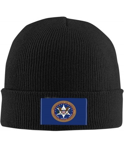 Flag of The United States Marshals Service Beanie Hat for Men Women Soft Cozy Skull Cap Winter Warm Knit Hats Black $9.56 Sku...