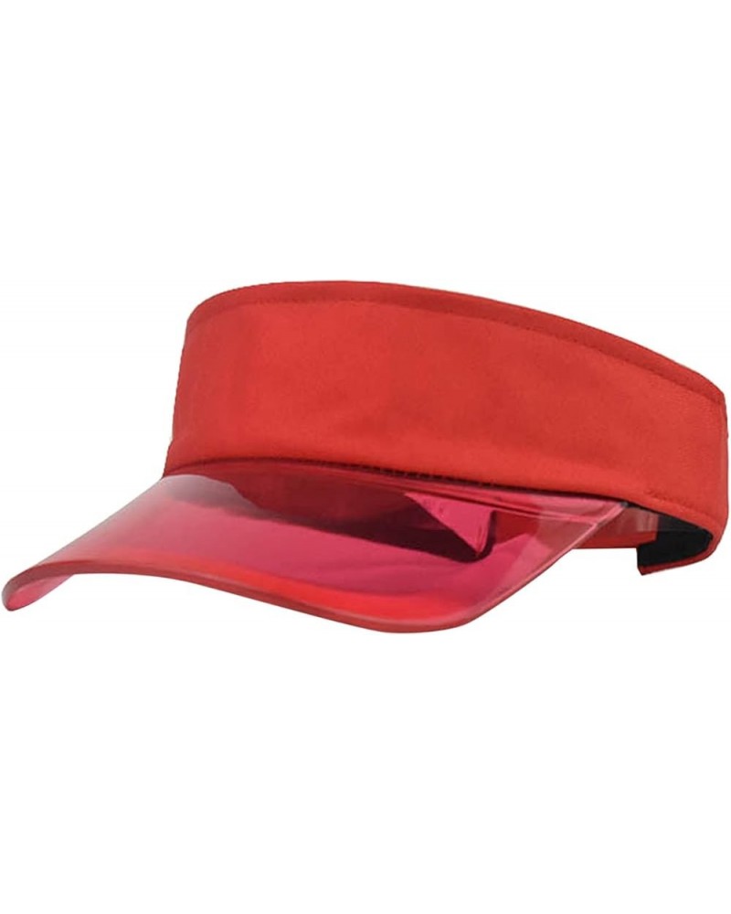 Color Solid Sun Protection Baseball Fashion Women Visor Transparent Cap Baseball Caps Good Guy Hat Red-1 $10.90 Baseball Caps