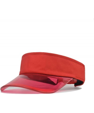 Color Solid Sun Protection Baseball Fashion Women Visor Transparent Cap Baseball Caps Good Guy Hat Red-1 $10.90 Baseball Caps