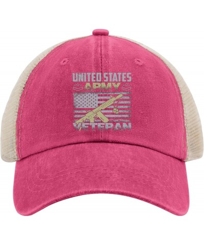 Trucker Hat for Women Veterans Day Golf Hats for Men Running Cap Breathable Sun Hats Rose Red02 $11.19 Sun Hats