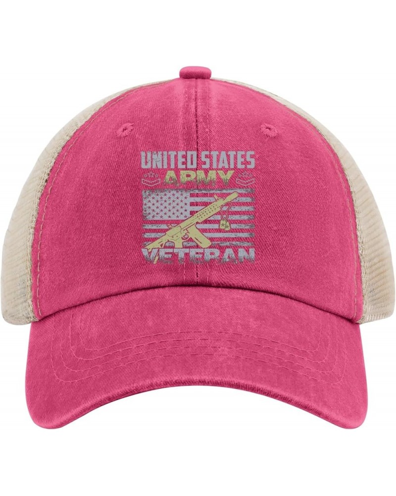 Trucker Hat for Women Veterans Day Golf Hats for Men Running Cap Breathable Sun Hats Rose Red02 $11.19 Sun Hats