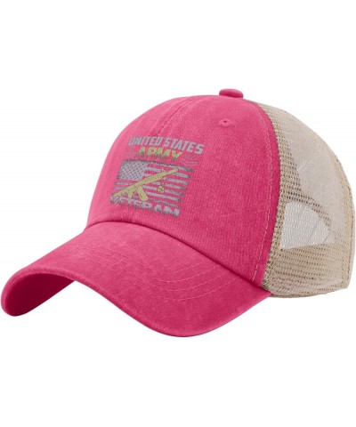 Trucker Hat for Women Veterans Day Golf Hats for Men Running Cap Breathable Sun Hats Rose Red02 $11.19 Sun Hats