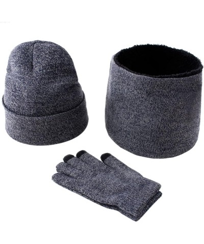 Men Women Beanie Hat Cap Scarf Set Neck Warmer with Thick Fleece Lined Winter Cap Scarf Set with Fleece Lined Navy $10.99 Sku...