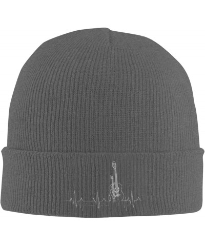 Acoustic Guitar Winter Knitted Hat Soft Warm Beanie Hat Black Deep Heather $10.99 Skullies & Beanies