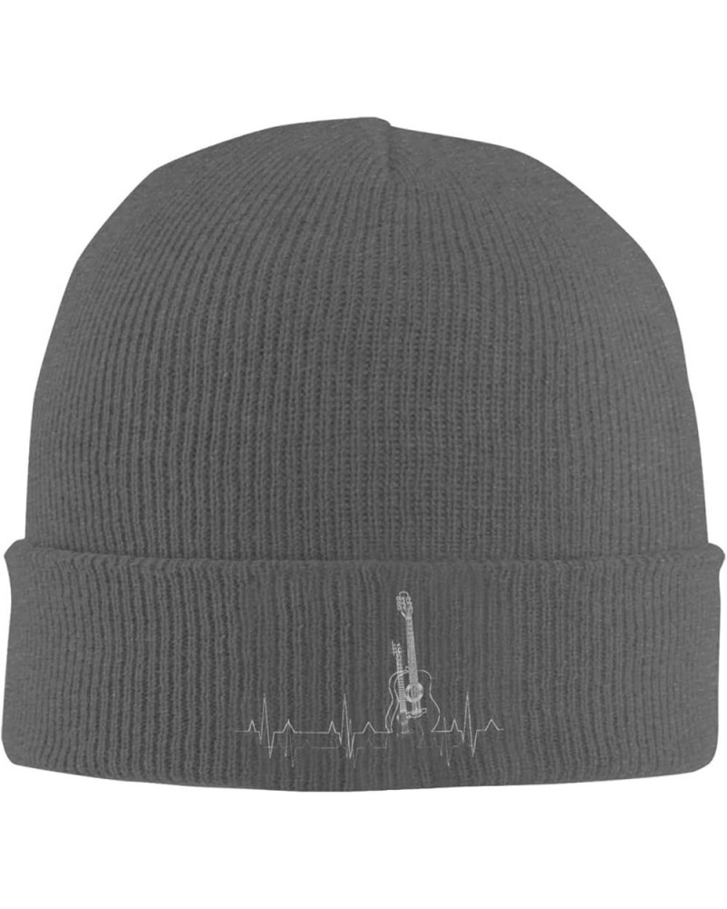 Acoustic Guitar Winter Knitted Hat Soft Warm Beanie Hat Black Deep Heather $10.99 Skullies & Beanies