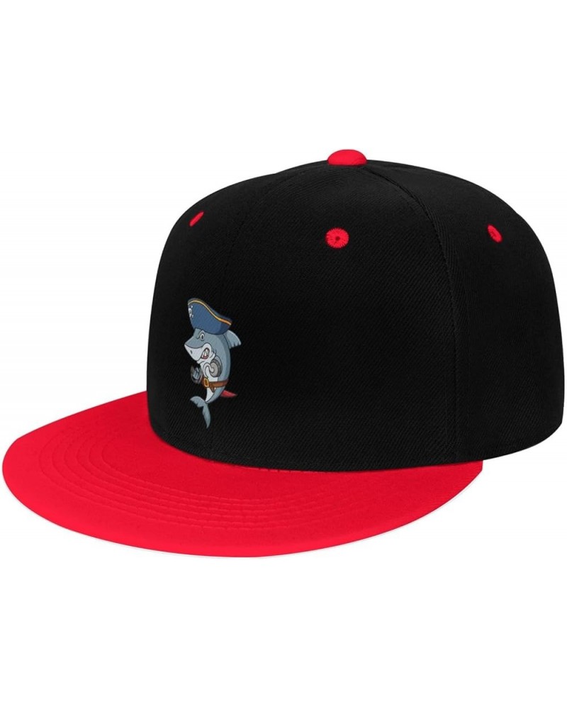 Angry Sharks Snapback Hat for Men Women Baseball Cap Trucker Flat Bill Hats Dad Caps Red $11.88 Baseball Caps