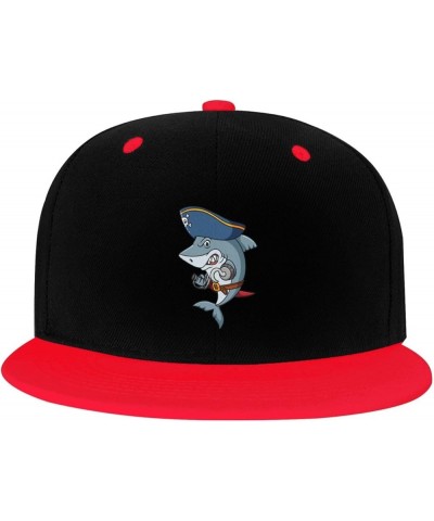 Angry Sharks Snapback Hat for Men Women Baseball Cap Trucker Flat Bill Hats Dad Caps Red $11.88 Baseball Caps