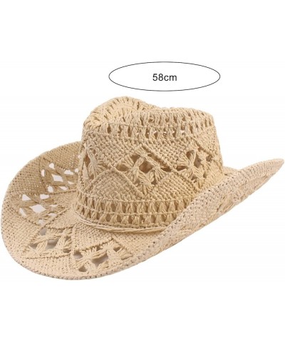 Classic Vintage Cowboy Hat Hollow Out Unisex Curled Edge Wide Brim Men Sun Hat Fishing Hat Khaki $9.17 Sun Hats