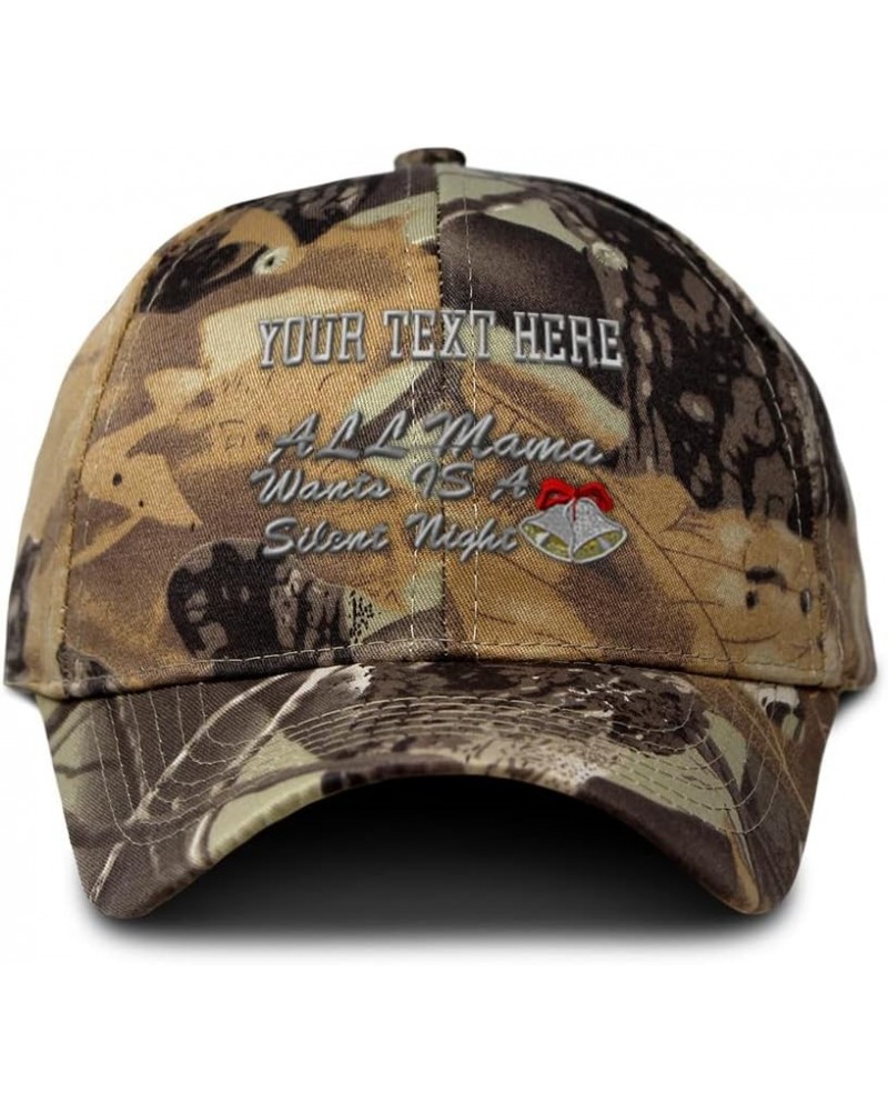 Custom Camo Baseball Cap All Mama Wants is A Silent Night Christmas Cotton Forest Tree Khaki Personalized Text Here $13.80 Ba...