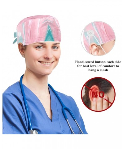 Adjustable Surgical Cap with Button, Tie Back Scrub Hat with Hair Scrunchy, 1 Pack, Abstract Marble Patterns $10.11 Skullies ...