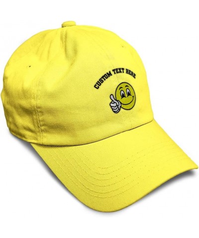 Custom Soft Baseball Cap Smile Smile Happy Face Embroidery Happiness Twill Cotton Dad Hats for Men & Women Yellow Personalize...