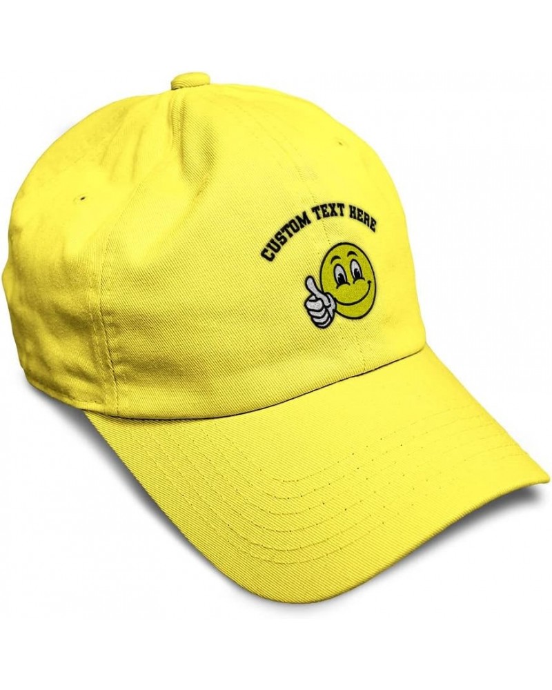 Custom Soft Baseball Cap Smile Smile Happy Face Embroidery Happiness Twill Cotton Dad Hats for Men & Women Yellow Personalize...