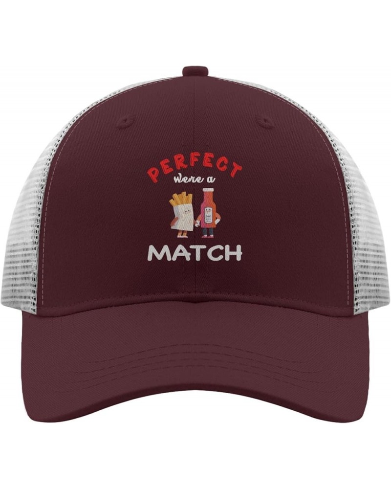 We're a Perfect matchs Trucker hat Vintage hat Apricot Golf Hats Men Gifts for Grandma Baseball Hats Chestnut Red $9.54 Baseb...