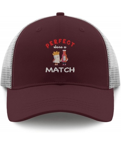 We're a Perfect matchs Trucker hat Vintage hat Apricot Golf Hats Men Gifts for Grandma Baseball Hats Chestnut Red $9.54 Baseb...