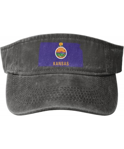 Kansas Terrain Map Sun Visor Hats for Women Men Adjustable Sports Sun Hats Cotton Golf Cap Deep Heather $12.63 Visors