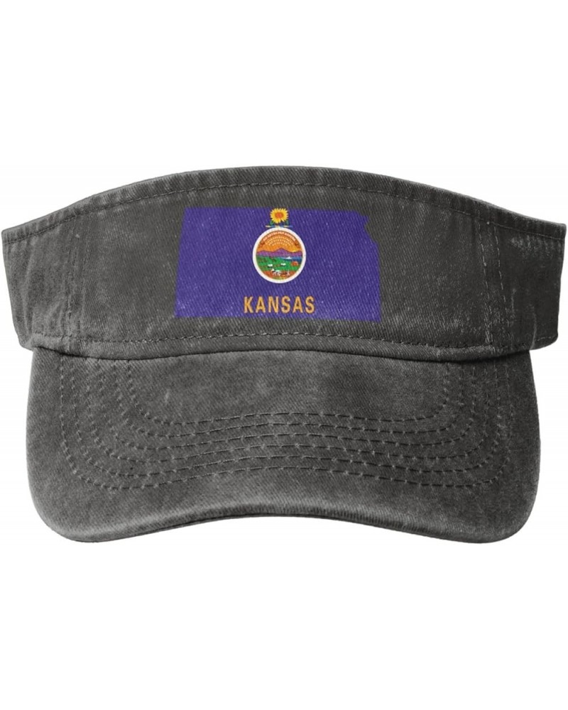 Kansas Terrain Map Sun Visor Hats for Women Men Adjustable Sports Sun Hats Cotton Golf Cap Deep Heather $12.63 Visors