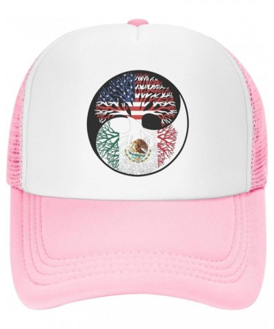 Yin Yang Tree American Mexico Flag Men Women Mesh Baseball Cap Pink $21.83 Baseball Caps