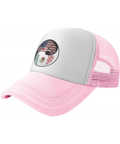 Yin Yang Tree American Mexico Flag Men Women Mesh Baseball Cap Pink $21.83 Baseball Caps