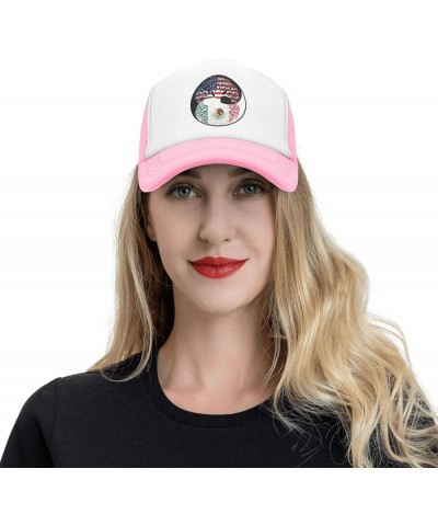 Yin Yang Tree American Mexico Flag Men Women Mesh Baseball Cap Pink $21.83 Baseball Caps