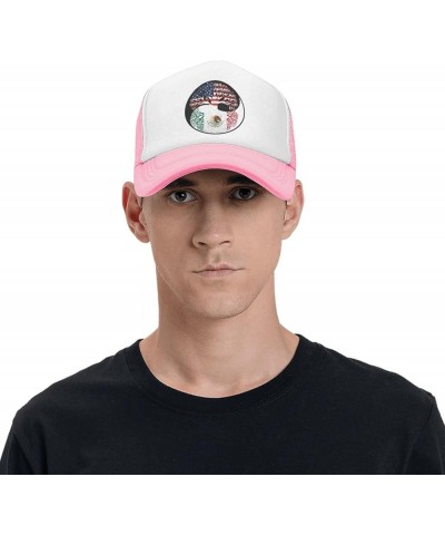 Yin Yang Tree American Mexico Flag Men Women Mesh Baseball Cap Pink $21.83 Baseball Caps