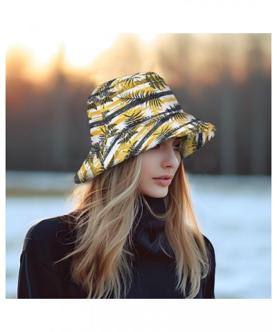 Winter Fluffy Plush Soft Plush Bucket Hat,Black Yellow Leaf Stripes Lovely Fisherman Cap, Fashion Outdoor Thick Warm Sun Cap ...