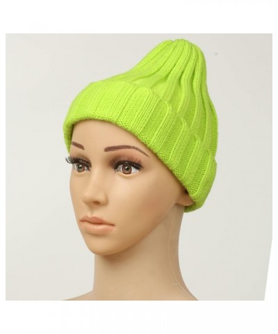 Men Women Solid Colour Peaked Cap Soft Warm Stocking Caps Stretchy Striped Cuffed Winter Hat G $5.61 Skullies & Beanies