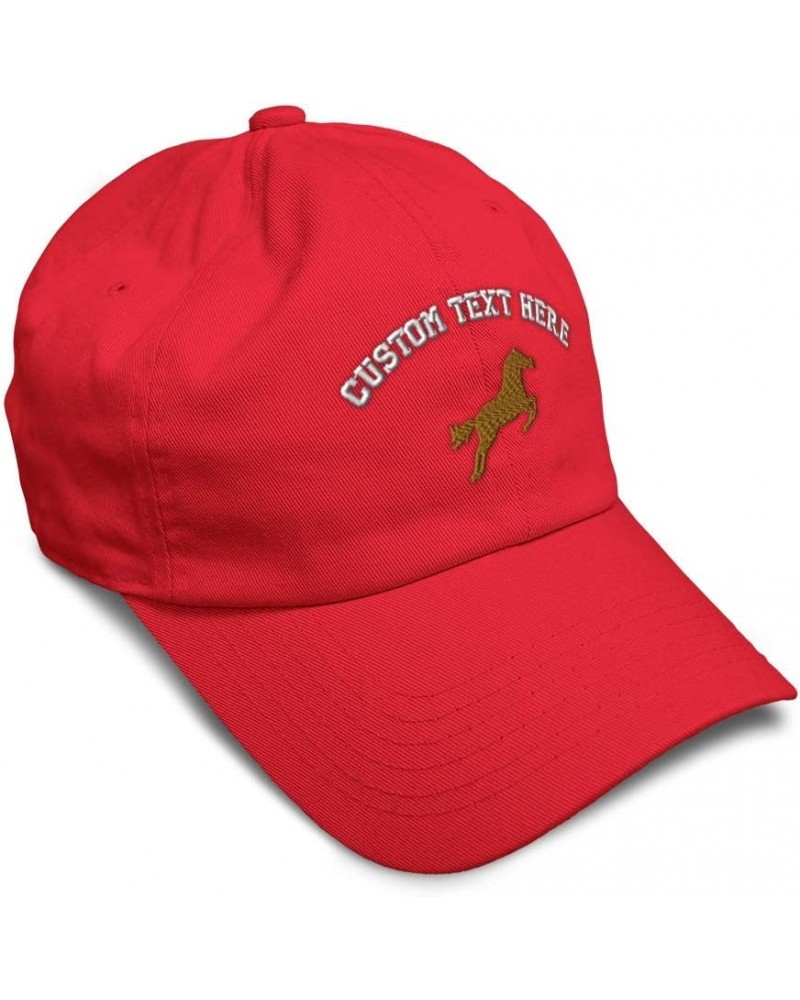 Custom Soft Baseball Cap Horse Style B Embroidery Horses Twill Cotton Embroidered Dad Hats for Men & Women Red Personalized T...