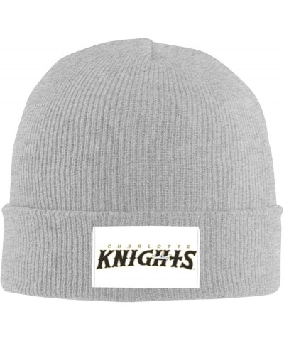 Charlotte Knights Logo Ribbed Knit Cap Beanie Hats for Men Women, Warm Cozy Knitted Cuffed Cap Gray $7.97 Skullies & Beanies