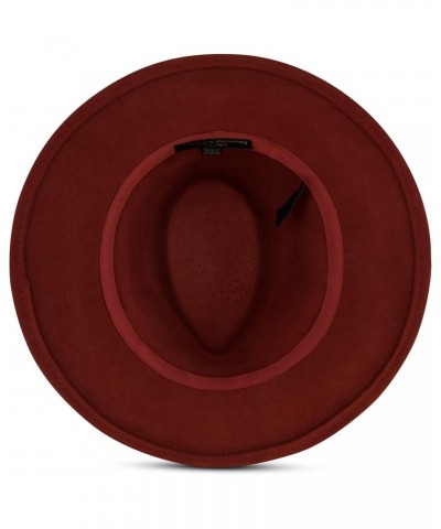 Christian Siriano New York Fedora Hat, Wool Felt Wide Brim Rancher Fashion Hat with Metallic Faux Leather Wrap, Rust, One Siz...