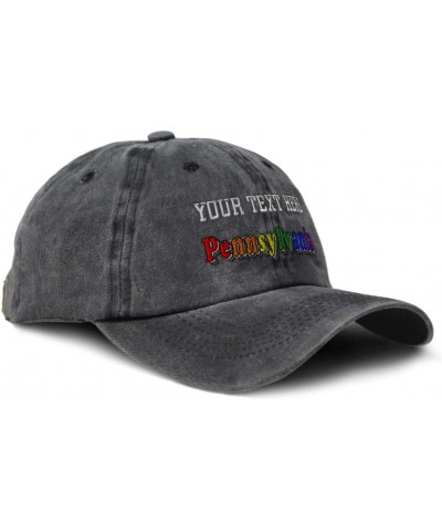 Custom Soft Washed Baseball Cap Pennsylvania Style B Dad Hats for Men & Women Black Personalized Text Here $11.89 Baseball Caps