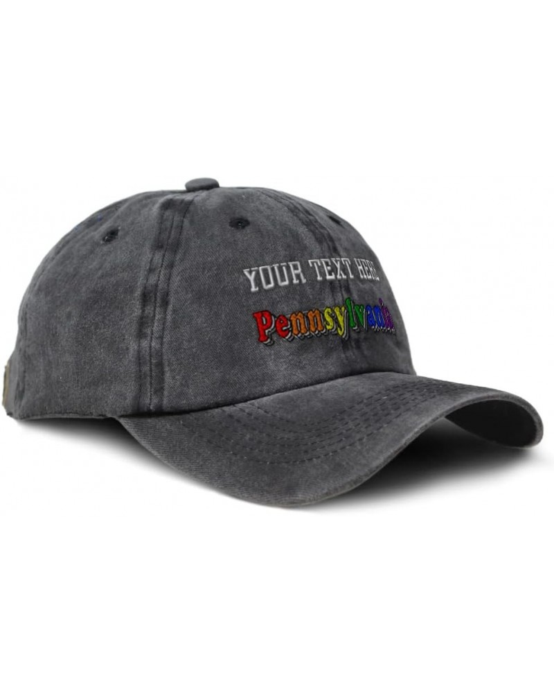 Custom Soft Washed Baseball Cap Pennsylvania Style B Dad Hats for Men & Women Black Personalized Text Here $11.89 Baseball Caps