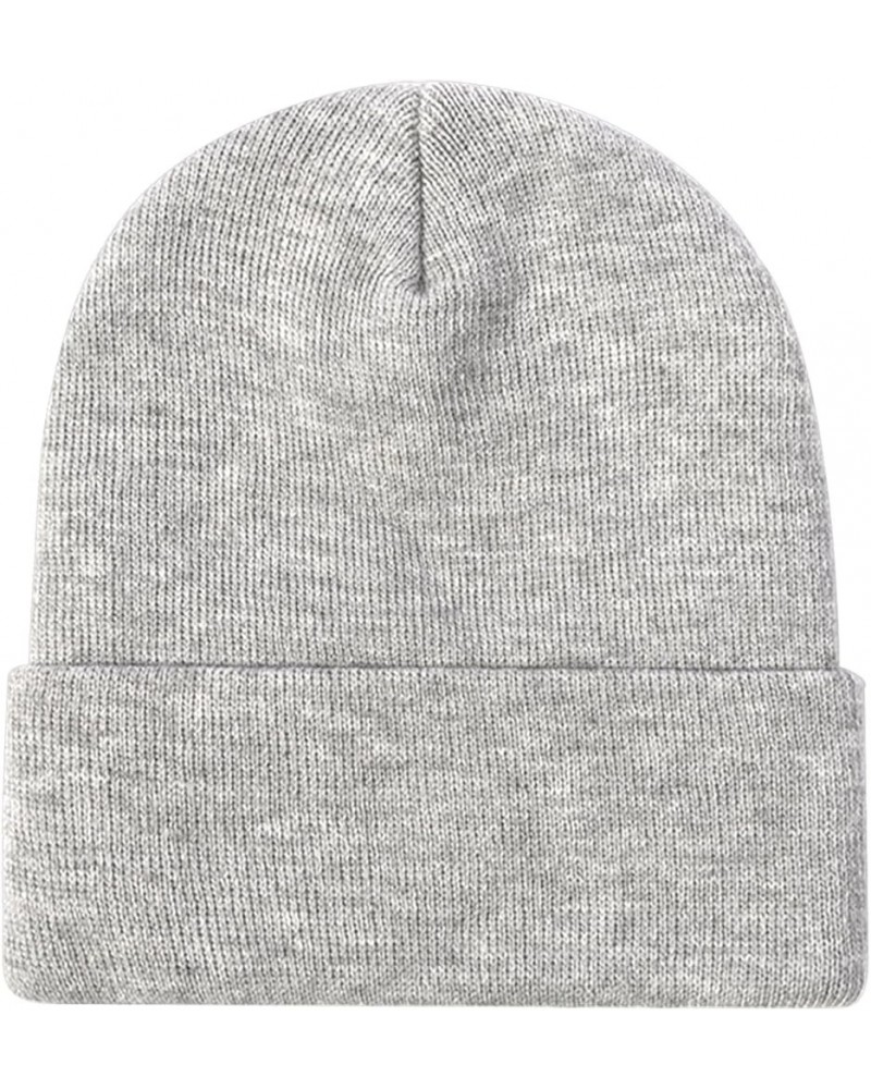 1 & 2 Packs Beanie for Men Women Warm Winter Hats Acrylic Knit Cuffed Beanie Cap Unisex Light Gray 1 $8.25 Skullies & Beanies