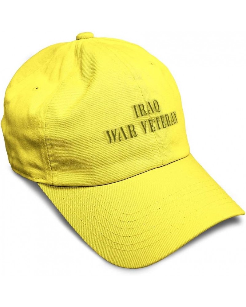 Soft Baseball Cap Iraq War Veteran Embroidery Veteran Respect Cotton Embroidered Dad Hats for Men & Women Yellow Design Only ...