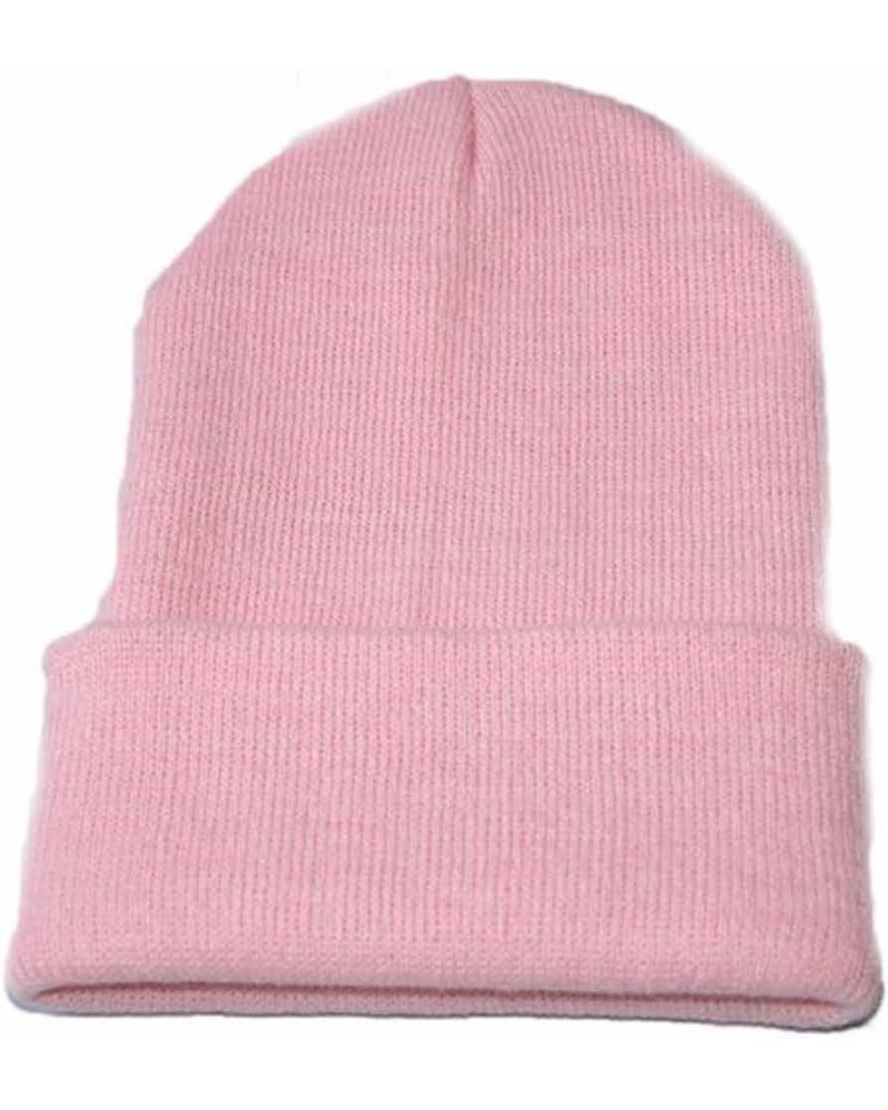 Slouchy Hat Warm Unisex Hop Hip Ski Knitting Winter Baseball Caps Winter Warm Knitted Hat Pink $8.69 Skullies & Beanies