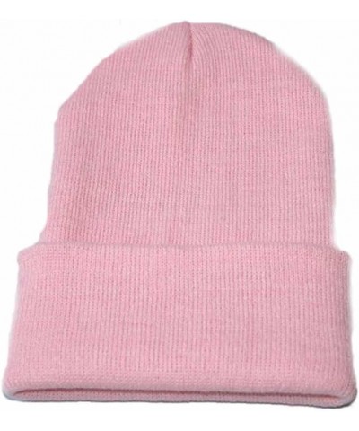 Slouchy Hat Warm Unisex Hop Hip Ski Knitting Winter Baseball Caps Winter Warm Knitted Hat Pink $8.69 Skullies & Beanies