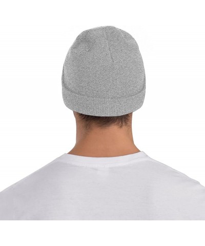 White Daisy Print Knitted Hat Daily Warm Hat,Outdoor Beanie Men & Women,Elastic Hat Without Brim Gray $12.73 Skullies & Beanies