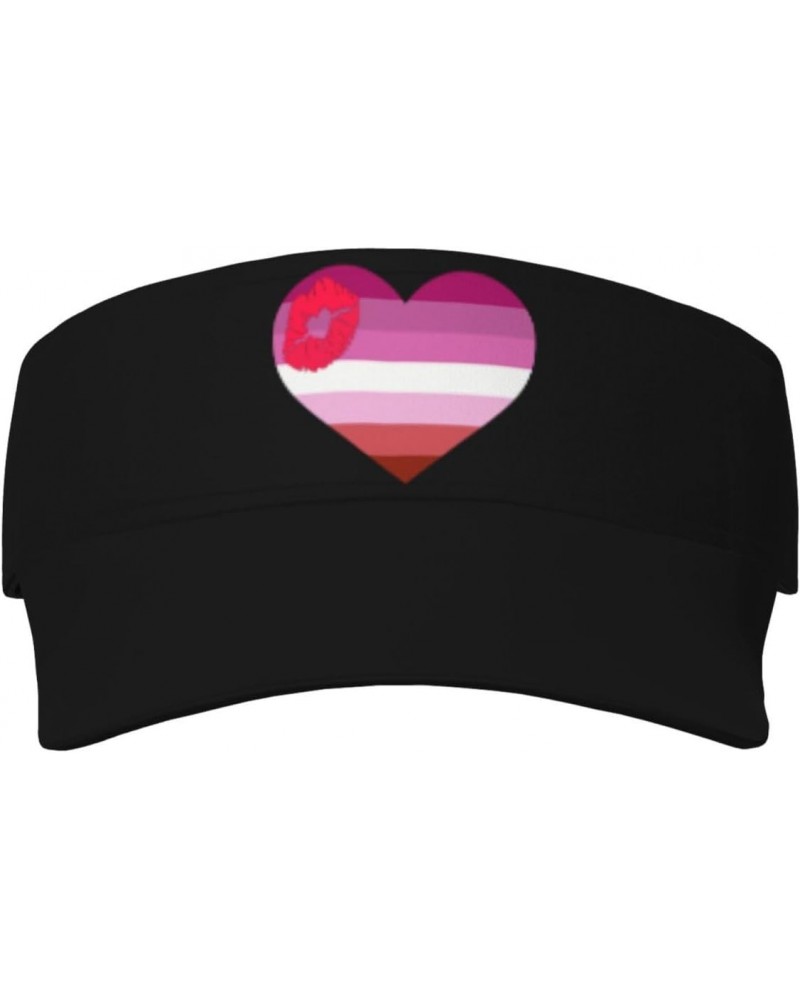 Lipstick Lesbian Pride Flag Heart Visor Cap Adjustable Uv Protection Sun Visor Hats Empty Top Baseball Hat for Women and Men ...