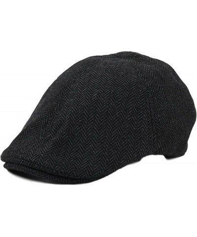 Mens Classic Herringbone Newsboy Hats Autumn Irish Lightweight Beret Hat Soft Retro Wool Flat Cabbie Cap Dark Brown $20.76 Ne...