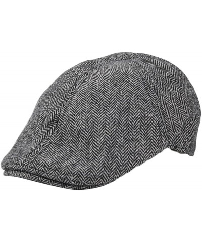 Mens Classic Herringbone Newsboy Hats Autumn Irish Lightweight Beret Hat Soft Retro Wool Flat Cabbie Cap Dark Brown $20.76 Ne...