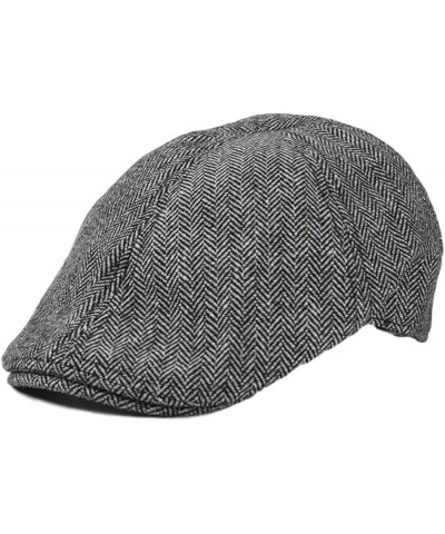 Mens Classic Herringbone Newsboy Hats Autumn Irish Lightweight Beret Hat Soft Retro Wool Flat Cabbie Cap Dark Brown $20.76 Ne...