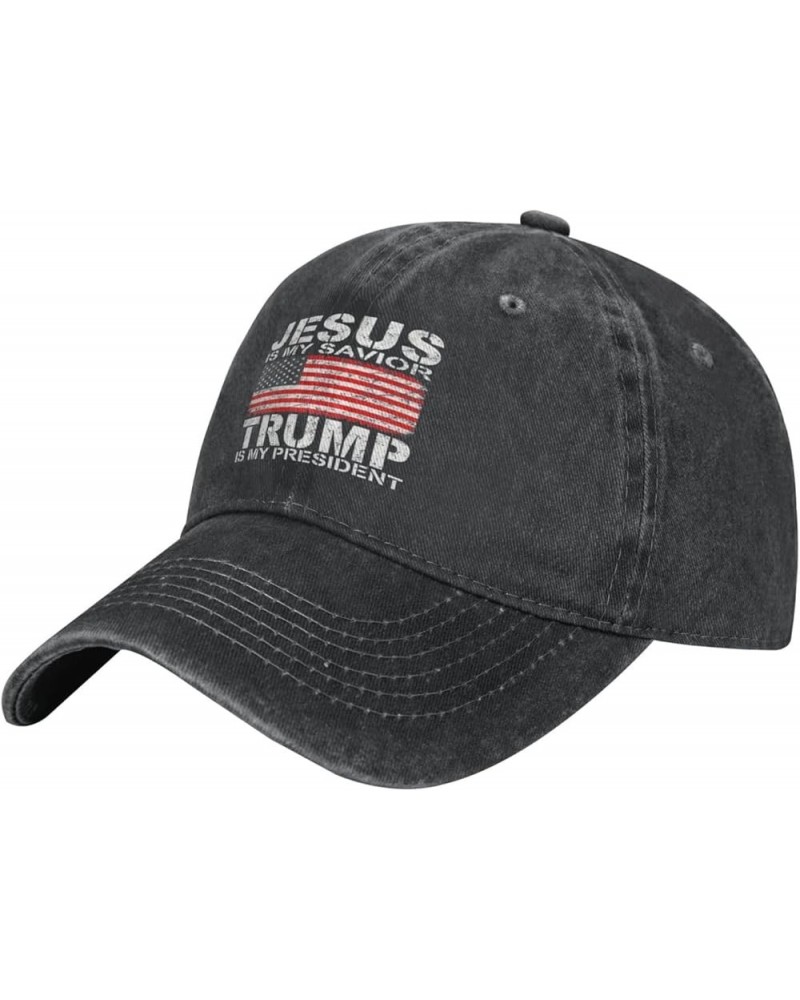 Jesus is My Savior Trump is My President Gifts-Hat Unisex Washed Adjustable Dad Hat Baseball Cap Men Women Black Black $11.96...