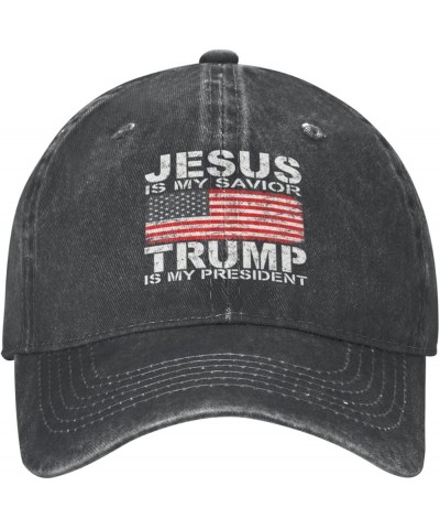 Jesus is My Savior Trump is My President Gifts-Hat Unisex Washed Adjustable Dad Hat Baseball Cap Men Women Black Black $11.96...