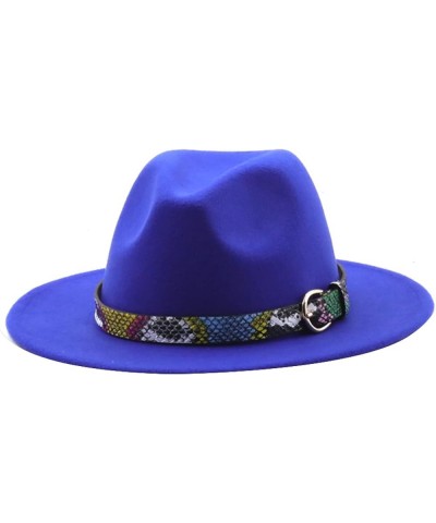 Women Men Fedora Hat Classic Wide Brim Wool Floppy Jazz Panama Caps Belt Buckle Church Formal Wedding Womens Hats Blue2 $11.4...