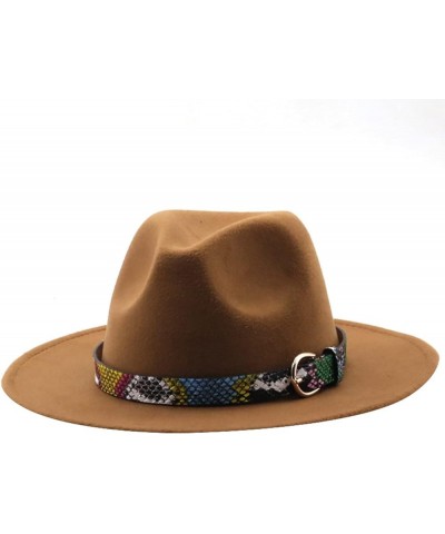 Women Men Fedora Hat Classic Wide Brim Wool Floppy Jazz Panama Caps Belt Buckle Church Formal Wedding Womens Hats Blue2 $11.4...