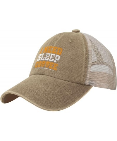 I Need Sleep Coffee Baseball Cap Women Men Mesh Back Hats Vintage Cowboy Hat Dad Caps Natural $11.12 Cowboy Hats