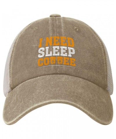 I Need Sleep Coffee Baseball Cap Women Men Mesh Back Hats Vintage Cowboy Hat Dad Caps Natural $11.12 Cowboy Hats