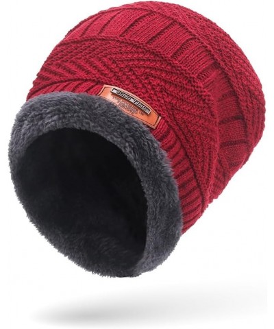 Womens Winter Warm Crocheted Hats Scaves Set for Men Beanies Thick Wrap Wool Knit Beanie Hat & Wraps Set Set Wine Red 03 $8.0...