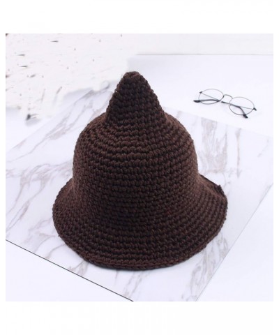 Fashionable Foldable Pointed Candy Solid Color Knit Cap and Hat Coffee $12.54 Skullies & Beanies